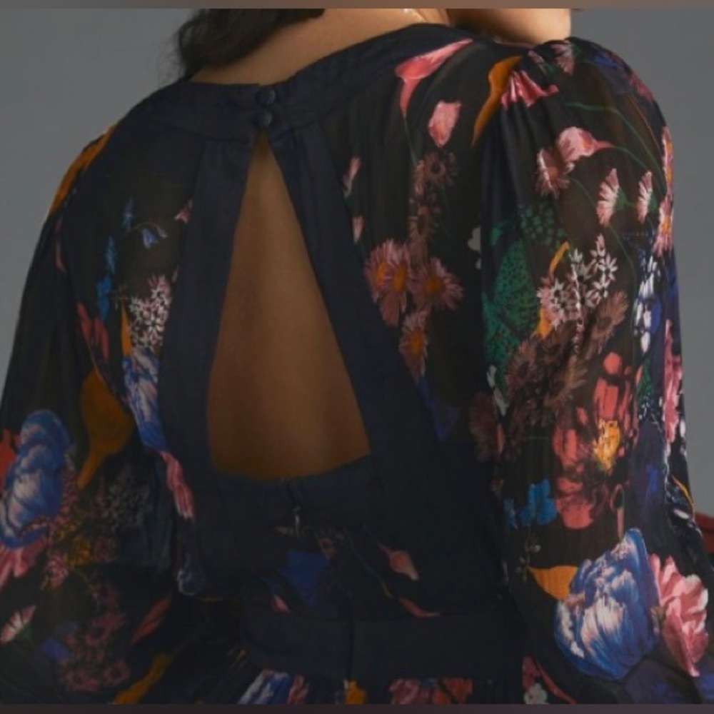 ANTHROPOLOGIE MAEVE OPEN BACK TUNIC SIZE 8 COLOR BLACK AND YELLOW NWT - Picture 4 of 11